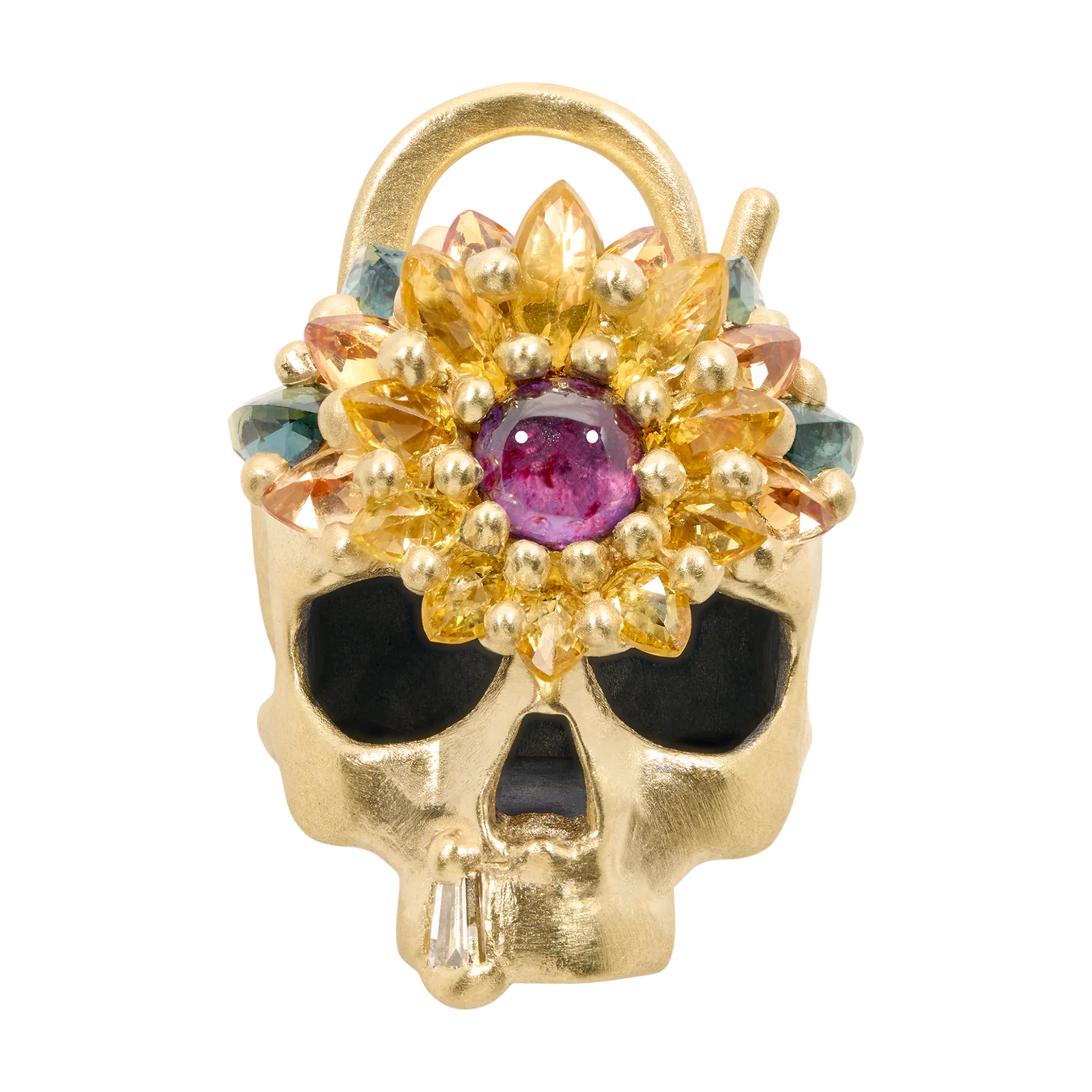 BLOSSOM CRUSH SKULL DAISY PADLOCK NECKLACE