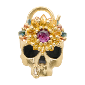 BLOSSOM CRUSH SKULL DAISY PADLOCK NECKLACE