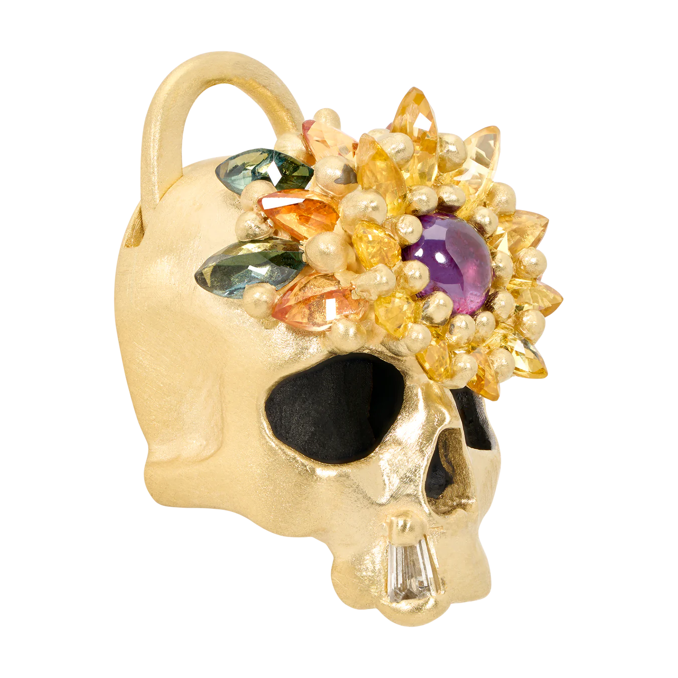 BLOSSOM CRUSH SKULL DAISY PADLOCK NECKLACE