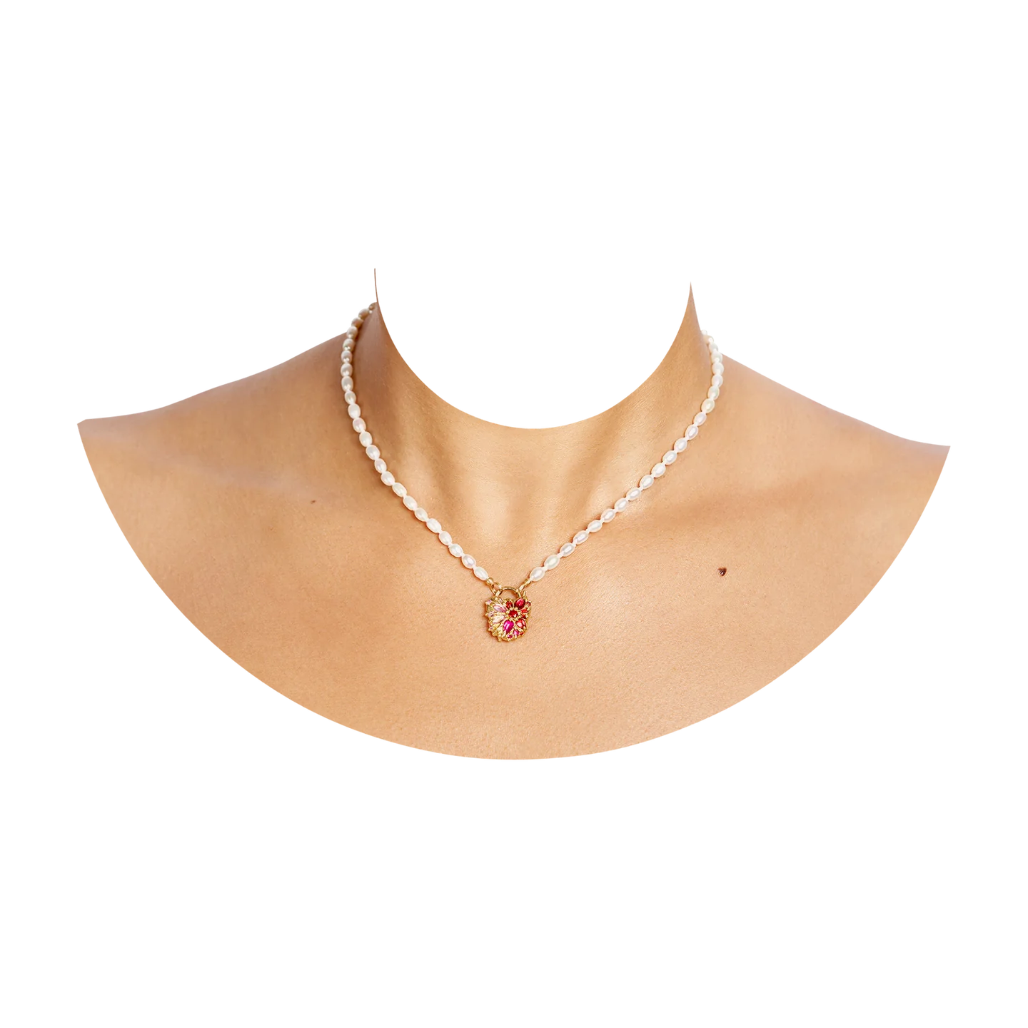 Polly Wales Plum Blossom Fantaisie Padlock Necklace