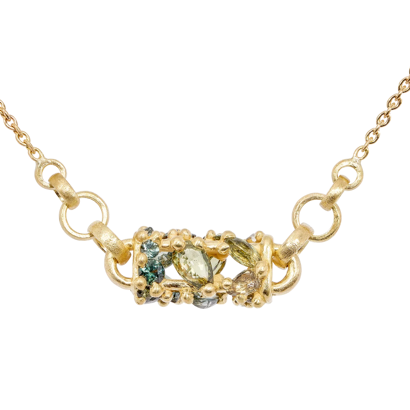 Polly Wales Horizontal Green Fontaine Necklace