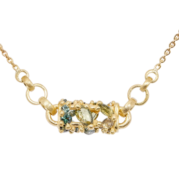 Polly Wales Horizontal Green Fontaine Necklace