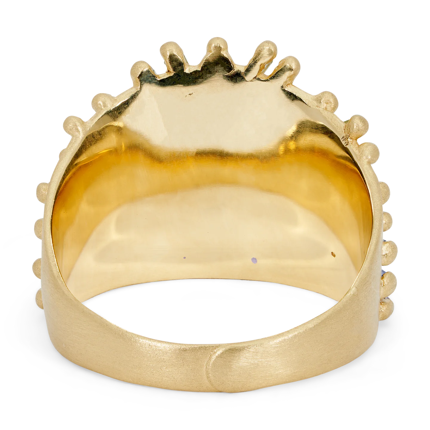 Polly Wales Blue & Green Uber Half Shield Ring with Diamonds