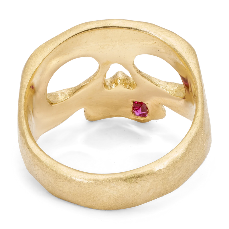 Polly Wales Extra Small Pink Snaggletooth Skull Ring Size 4.5