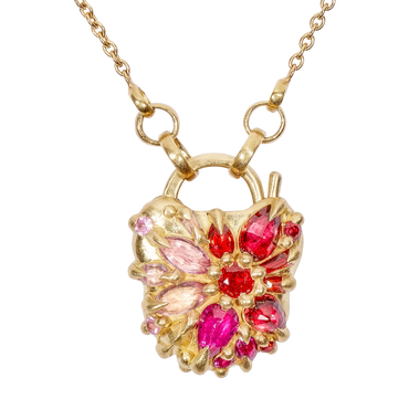 Polly Wales Plum Blossom Fantaisie Padlock Necklace