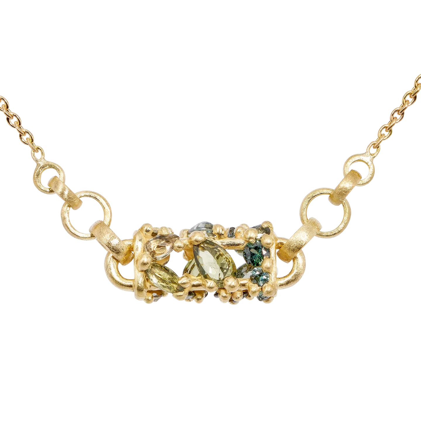 Polly Wales Horizontal Green Fontaine Necklace