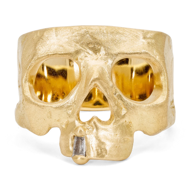 Polly Wales Diamond Snaggletooth Skull Ring