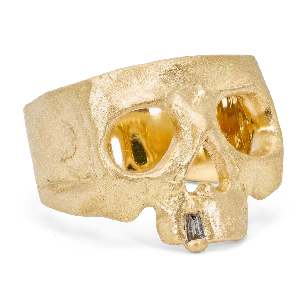 Polly Wales Diamond Snaggletooth Skull Ring