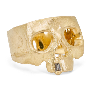 Polly Wales Diamond Snaggletooth Skull Ring
