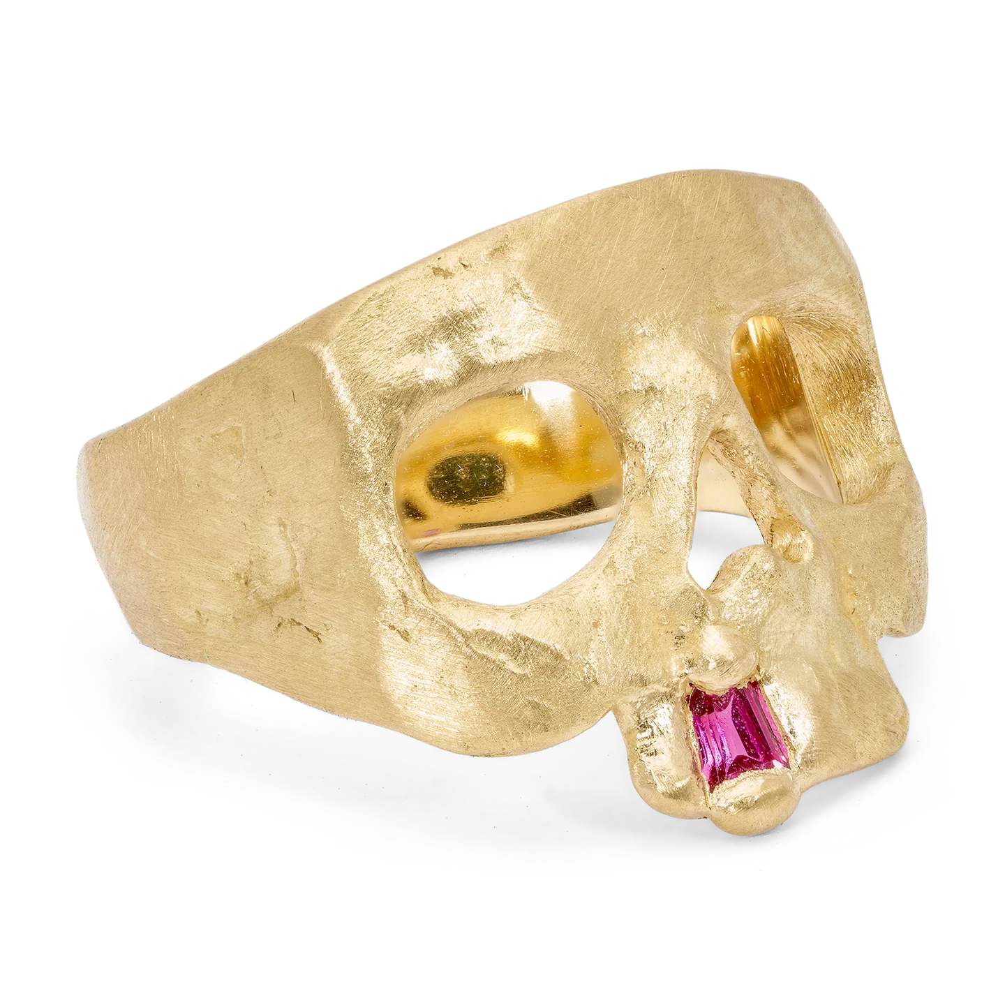 Polly Wales Extra Small Pink Snaggletooth Skull Ring Size 4.5