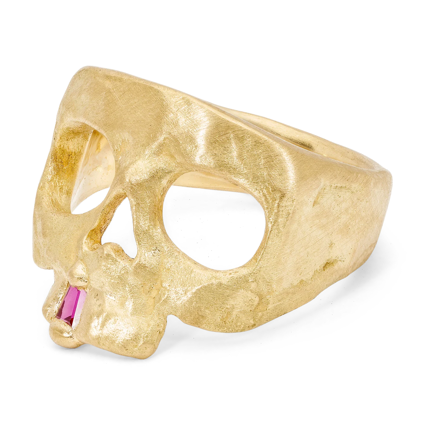 Polly Wales Extra Small Pink Snaggletooth Skull Ring Size 4.5