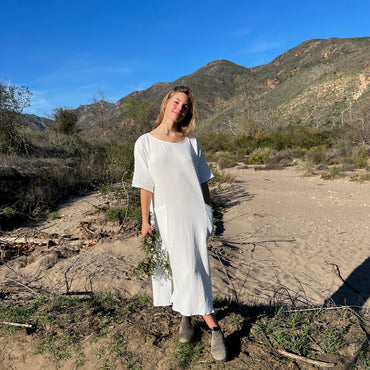 BALTIC SEA KAFTAN IN WHITE BUBBLE GAUZE