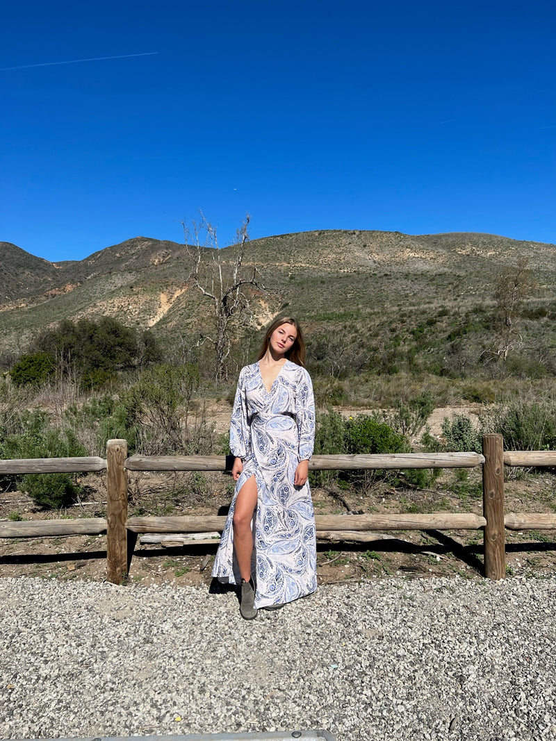 CASABLANCA WRAP DRESS IN RIVIERA