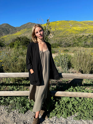 ZOE BLAZER IN BLACK LINEN