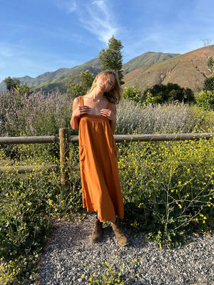 PROVENCE DRESS IN COPPER LINEN