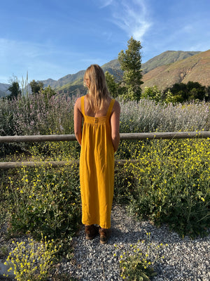 PROVENCE DRESS IN TURMERIC LINEN