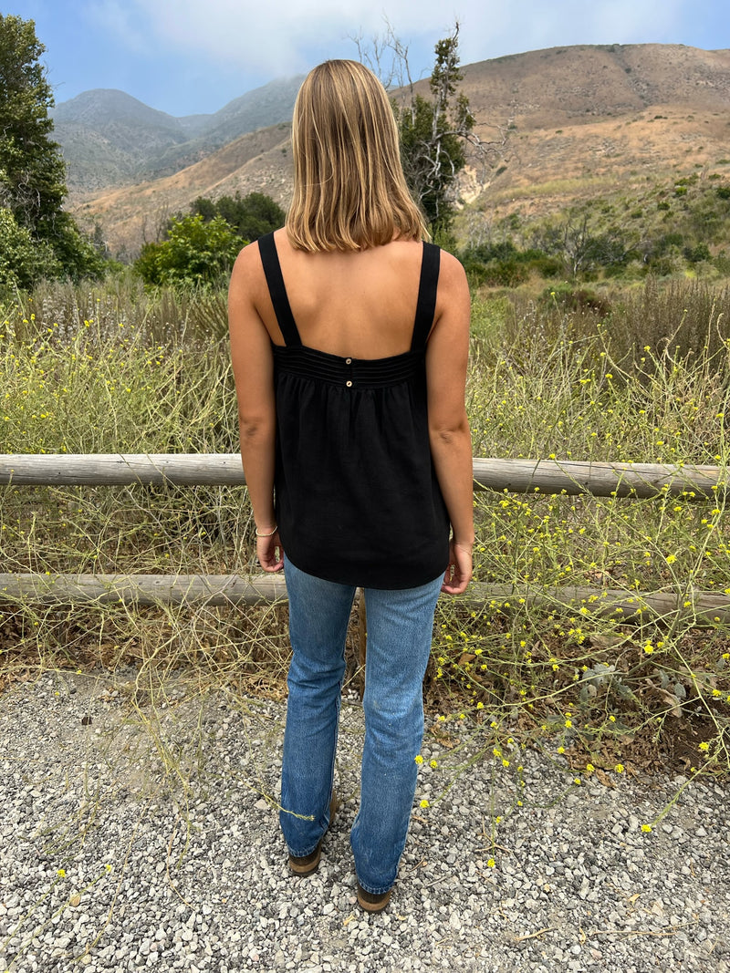 MARABELLA TOP IN BLACK LINEN