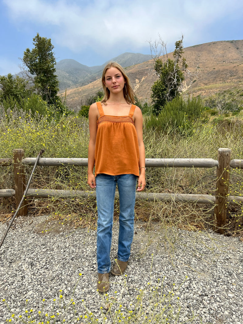 MARABELLA TOP IN COPPER LINEN