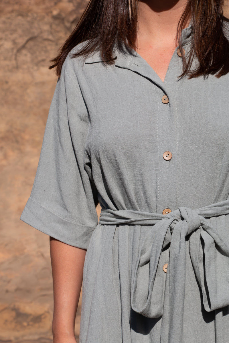 Here Comes the Sun Dress in Sage Smoke Linen
