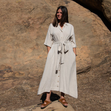 Here Comes the Sun Dress in Natural Linen
