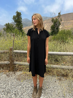 Travel Dress in Black Linen