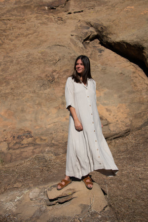 HERE COMES THE SUN DRESS IN NATURAL LINEN
