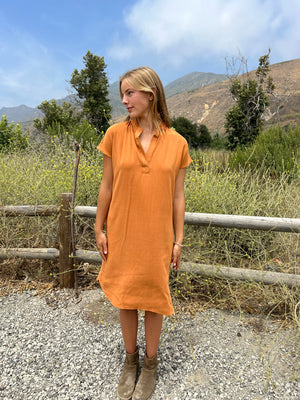 Travel Dress in Copper Linen