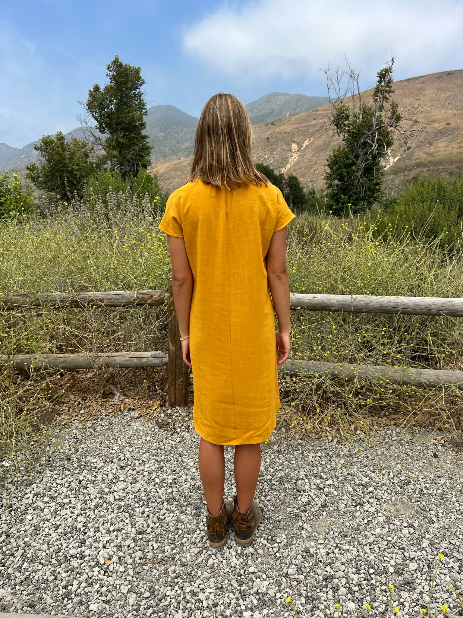 Travel Dress in Turmeric Linen – TYSADESIGNS