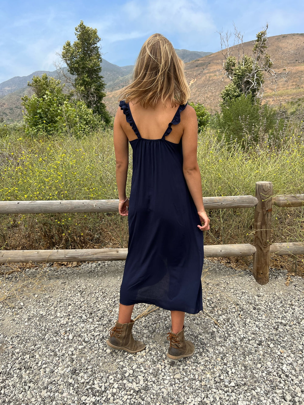 Walk in the Garden Dress in Navy