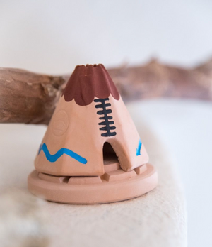 THE INCENSE OF THE WEST TEEPEE WITH NATURAL WOOD INCENSE HOLDER